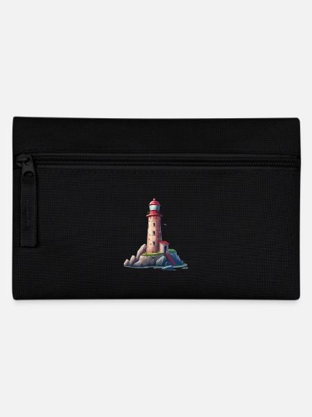 Leuchtturm An Der Felsigen Küste - Federtasche - Schwarz