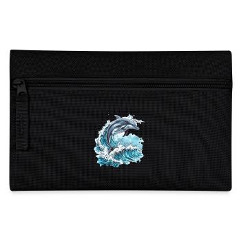 Dolphin Surrounded by Ocean Waves - Pencil Case - black - Front