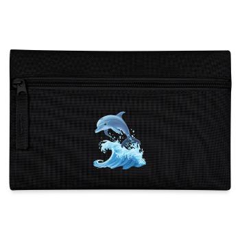 Dolphin Graphic with Waves Dolphin Lover Ocean - Pencil Case - black - Front