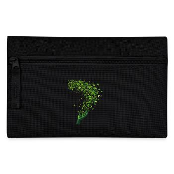 Green Leaf Swirl and Hand Motif - Pencil Case - black - Front