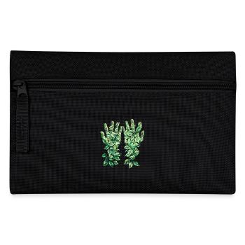 Feuilles vertes à la main contour Nature Motif - Trousse - noir - Devant