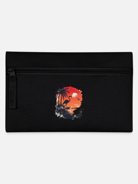 Flamingo Illustration - Federtasche - Schwarz