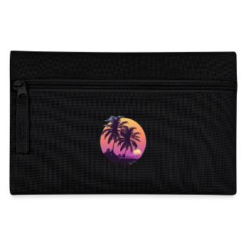 Coucher de soleil ensoleillé sur les palmiers - Trousse - noir - Devant