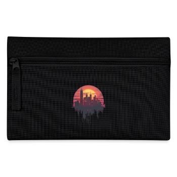 Stilvolle Stadtsilhouette Bei Sonnenuntergang - Federtasche - Schwarz - Vorne
