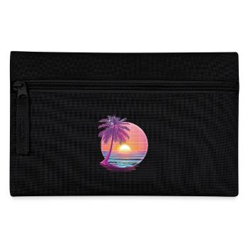 Océan Palmiers Vintage Rétro Coucher de soleil - Trousse - noir - Devant