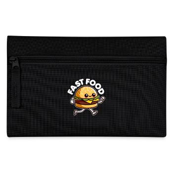 Fast Food Cute Burger Running Funny Junk Food - Pencil Case - black - Front