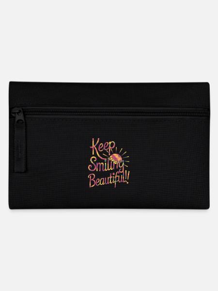 Keep Smiling Beautiful - Positiver Spruch - Federtasche - Schwarz