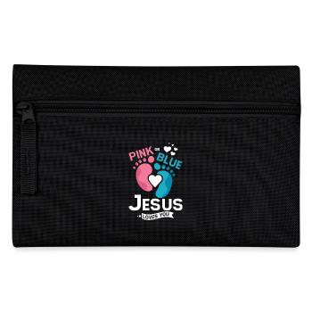 Pink or blue jesus loves you Gender Reveal - Federtasche - Schwarz - Vorne