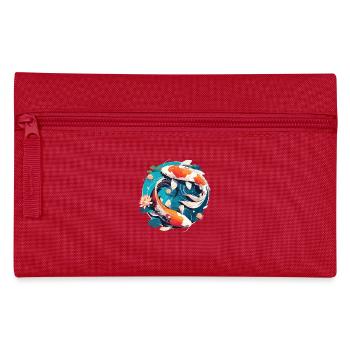 Vintage 80er Retro Japanisch Asiatisch Koi Karpfen - Federtasche - Rot - Vorne