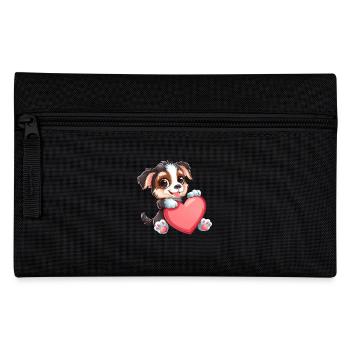 Adorable chiot tenant un coeur - Mignon et adorable - Trousse - noir - Devant