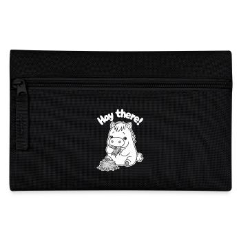 Du foin là-bas ! Illustration de poney mignon mangeant du foin - Trousse - noir - Devant