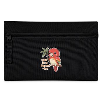 Life Is A Parrot-ise Cute Cartoon Parrot - Pencil Case - black - Front