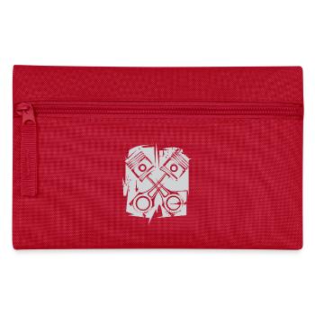 v8 Kolben Motor Symbol Kunst Illustration Logo - Federtasche - Rot - Vorne