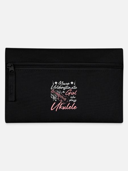 Never underestimate a girl who plays ukulele - Pencil Case - black