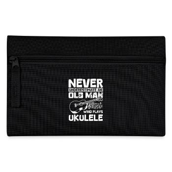 Never underestimate an old man who plays ukulele - Pencil Case - black - Front