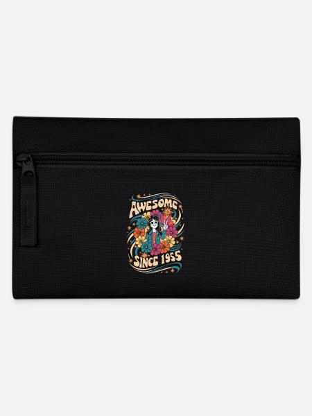 Jahrgang 1955 Hippie Geburtstag Retro Blumen - Federtasche - Schwarz