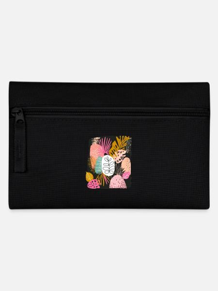 Bunte Tropische Blätter Abstrakte Kunst - Federtasche - Schwarz