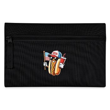 4th of July Hot Dog USA Flag and Drink - Pencil Case - black - Front