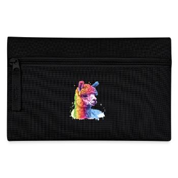 Colorful Alpaca Rainbow Portrait - Pencil Case - black - Front