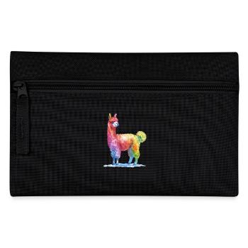 Colorful Llama Watercolor Painting - Pencil Case - black - Front