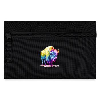 Colorful Buffalo Pop Art - Power and Nature - Pencil Case - black - Front
