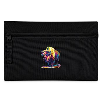 Buffalo Rainbow Drippin Colorful Buffalo Art - Pencil Case - black - Front