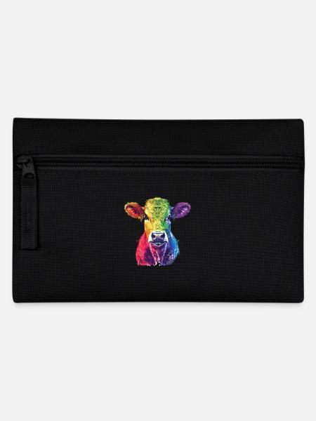 Bunte Regenbogen-Kuh Kunstwerk - Federtasche - Schwarz