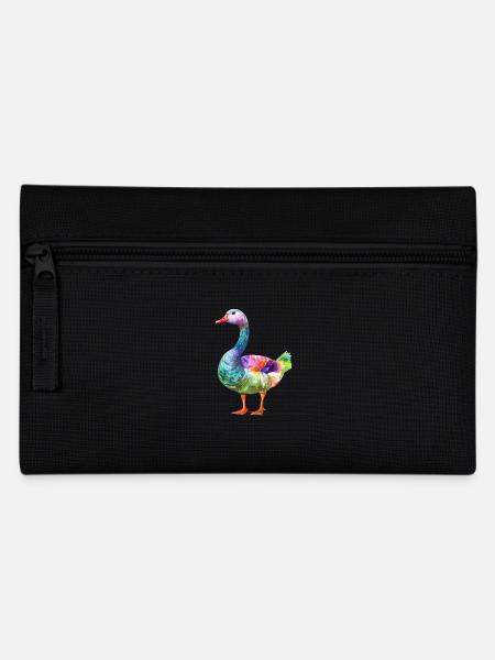 Bunte Ente Aquarell Kunstwerk - Federtasche - Schwarz