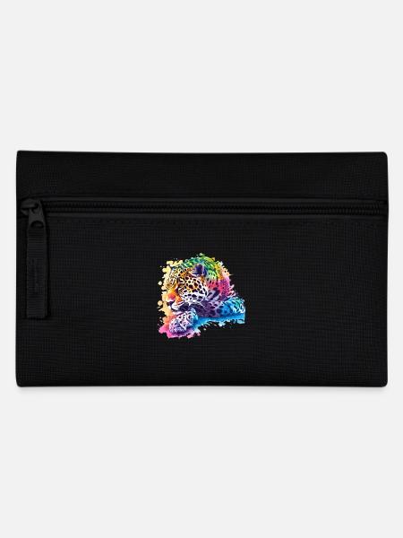 Bunter Leopard Kunstwerk für Wildtierliebhaber - Federtasche - Schwarz