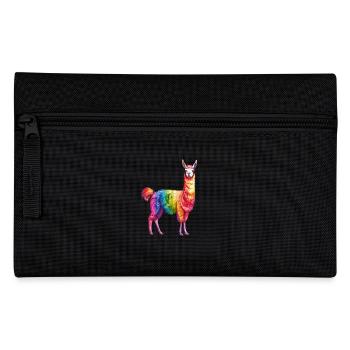 Buntes Regenbogen Lama - Federtasche - Schwarz - Vorne
