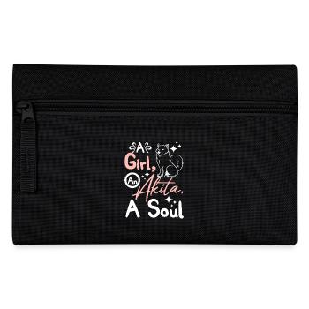 A girl a akita a soul - Pencil Case - black - Front