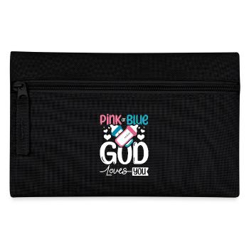 Pink or blue god loves you - Federtasche - Schwarz - Vorne