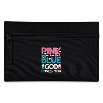 Pink or blue god loves you - Federtasche - Schwarz - Vorne