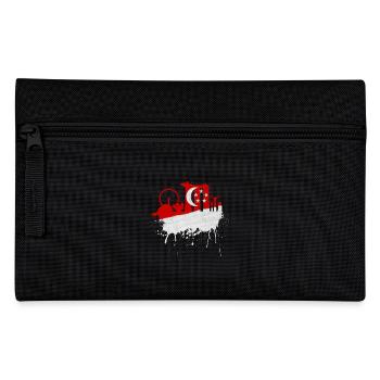 Singapur Skyline Flagge Kunst Asien Fan Singapura - Federtasche - Schwarz - Vorne