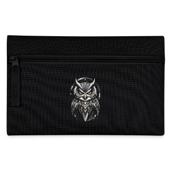 Yellow Owl - Geometric Symbol - Pencil Case - black - Front