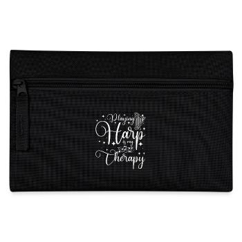Playing harp is my therapy - Pencil Case - black - Front