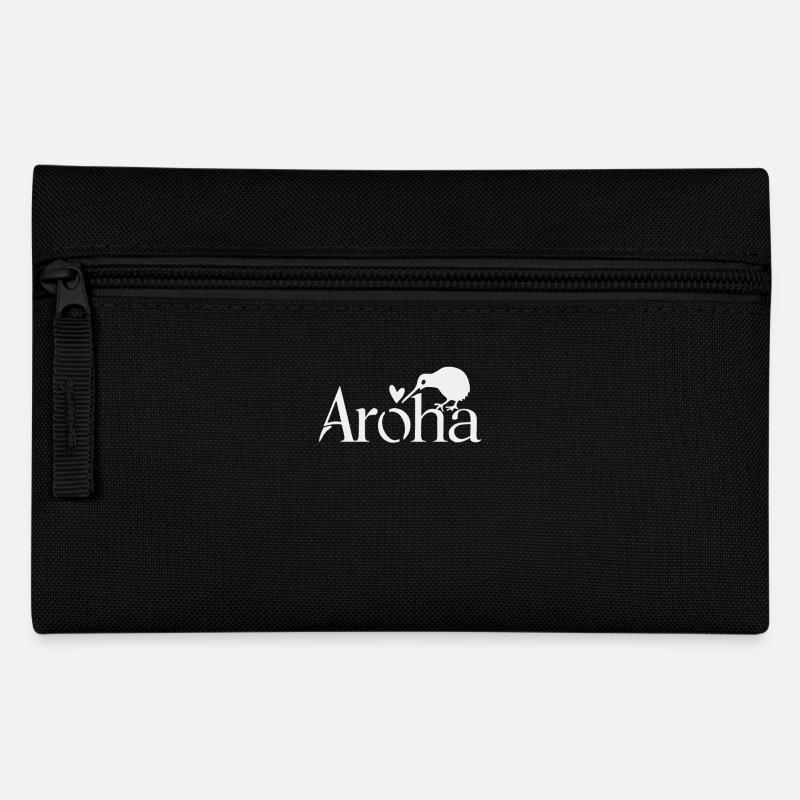 Aroha Neuseeland Souvenir Kiwi Herz - Federtasche - Schwarz