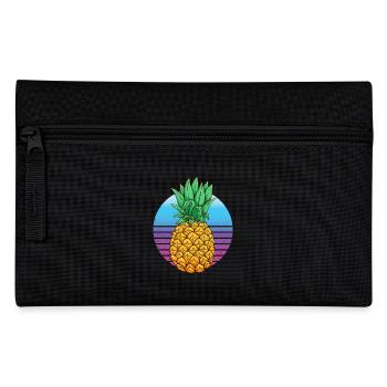 Ananas tropical Rétro coucher de soleil illustration - Trousse - noir - Devant