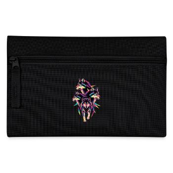 Colorful Wolf Heads Geometric Artwork - Pencil Case - black - Front