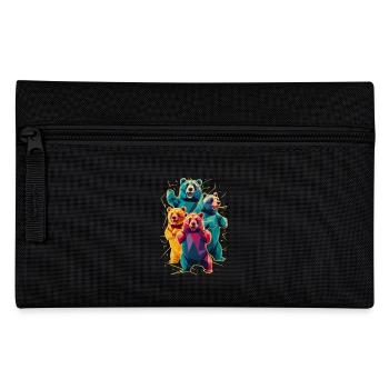 Colorful Low Poly Bears Family - Pencil Case - black - Front