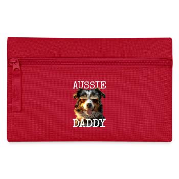 Aussie Daddy Papa Vatertag Dad Australian Shepherd - Federtasche - Rot - Vorne