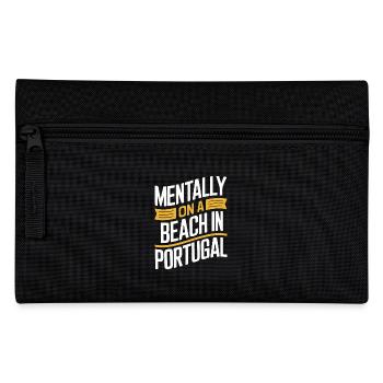 Mentally On A Beach In Portugal Souvenir - Pencil Case - black - Front