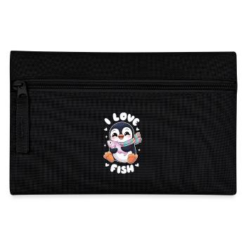Mignon pingouin kawaii amateur de poissons - J’adore - Trousse - noir - Devant