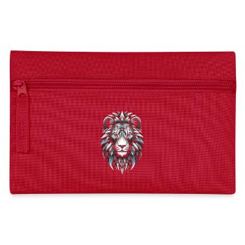 Symbole du Lion noir et blanc et bleu - Trousse - rouge - Devant