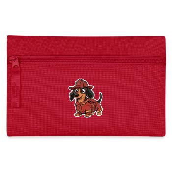 Dackel Feuerwehrmann Kostüm - Lustiger Dackel - Federtasche - Rot - Vorne