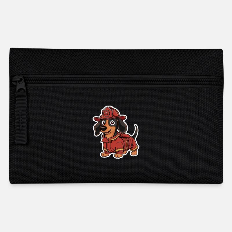 Dackel Feuerwehrmann Kostüm - Lustiger Dackel - Federtasche - Schwarz