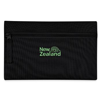 New Zealand Souvenir - Wave and Lettering - Pencil Case - black - Front