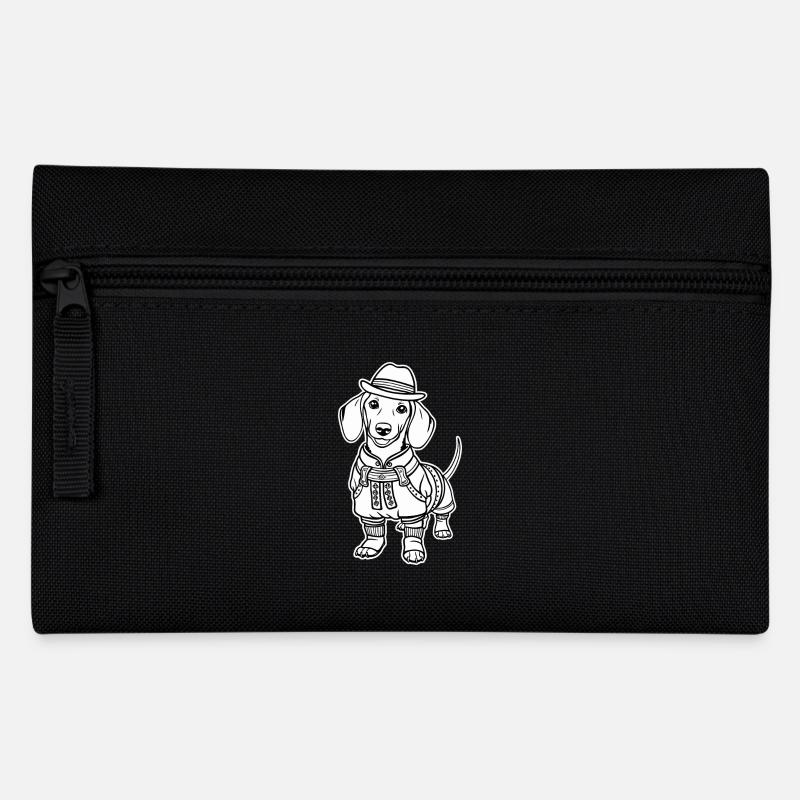Dackel In Trachten Bayerischer Dackel - Federtasche - Schwarz