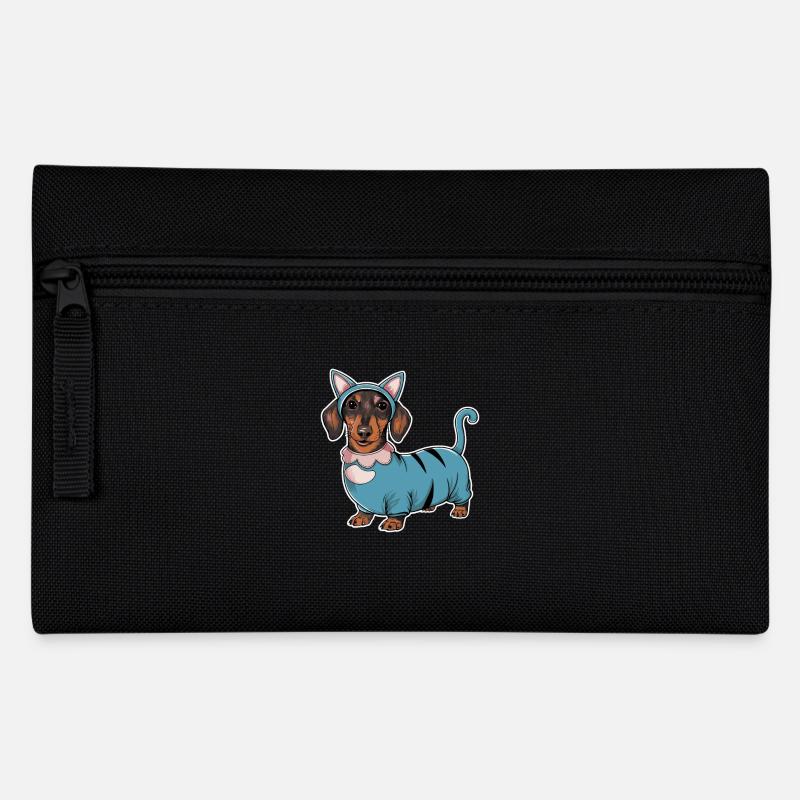 Dackel Im Kostüm Katze Dackel - Federtasche - Schwarz