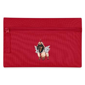 Dachshund In Costumes With Chicken Wings - Pencil Case - red - Front